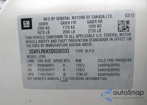 2013 GMC Terrain Sle из США, поврежденный, VIN 2GKFLREK5D6286333